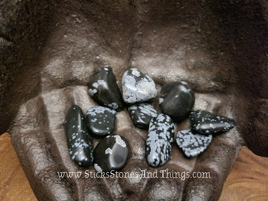 Snowflake Obsidian Tumbled Stones Small 1-1.25 inches