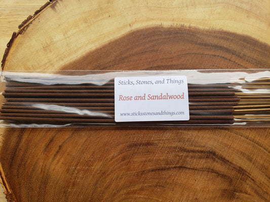Rose and Sandalwood Hand-Dipped Incense Sticks 20 pack