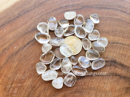Clear Quartz Tumbled tiny and small mixed 2 ounce package