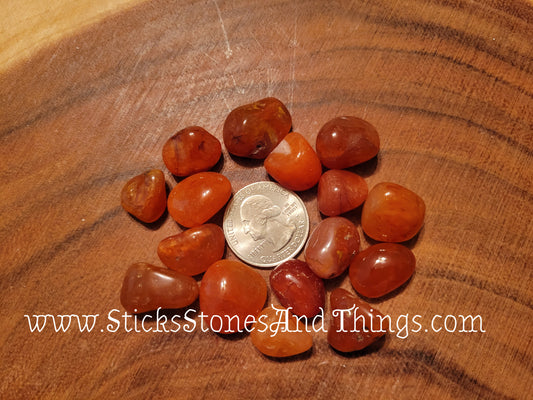 Carnelian Tumbled small and medium mixed 2 ounce package