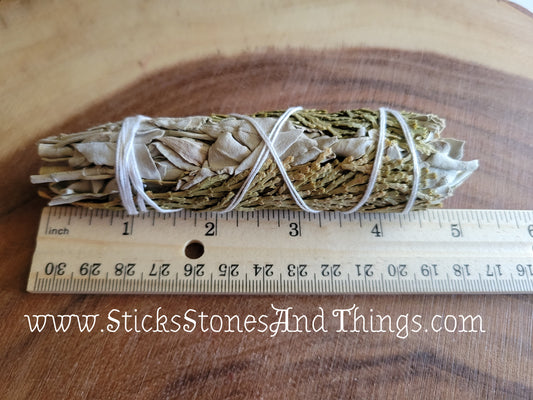 White Sage with Cedar Smudge Stick 4.5-5 inches
