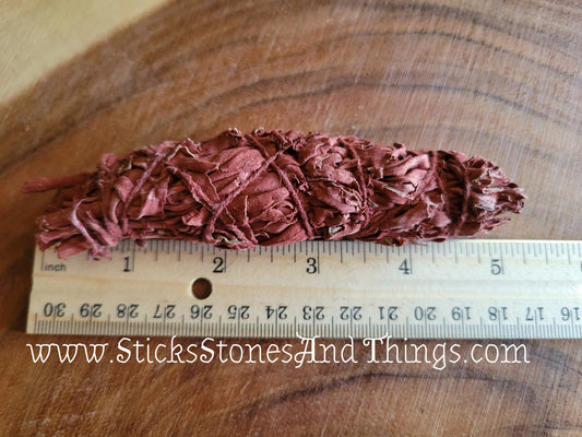 White Sage dipped in Dragon's Blood Resin Smudge Stick 4-5 inches