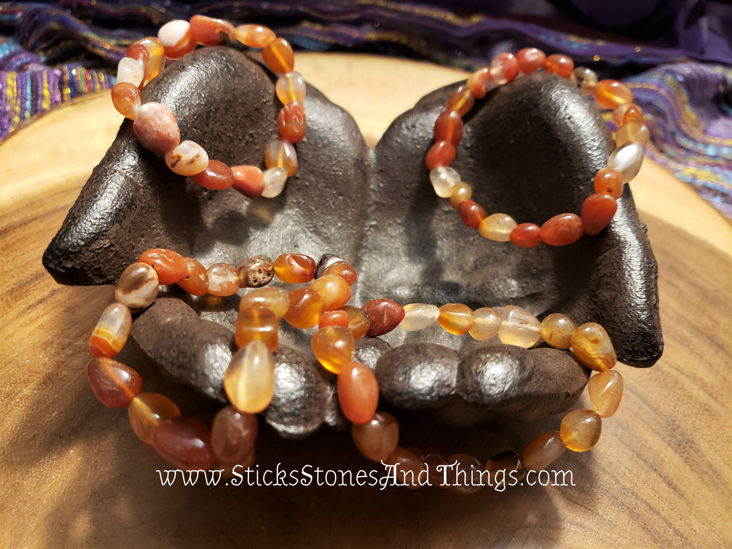 Carnelian Tumbled Bead Bracelets 8 inches