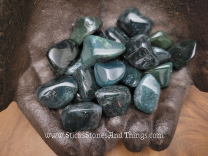 Moss Agate Tumbled Stones .75 inches