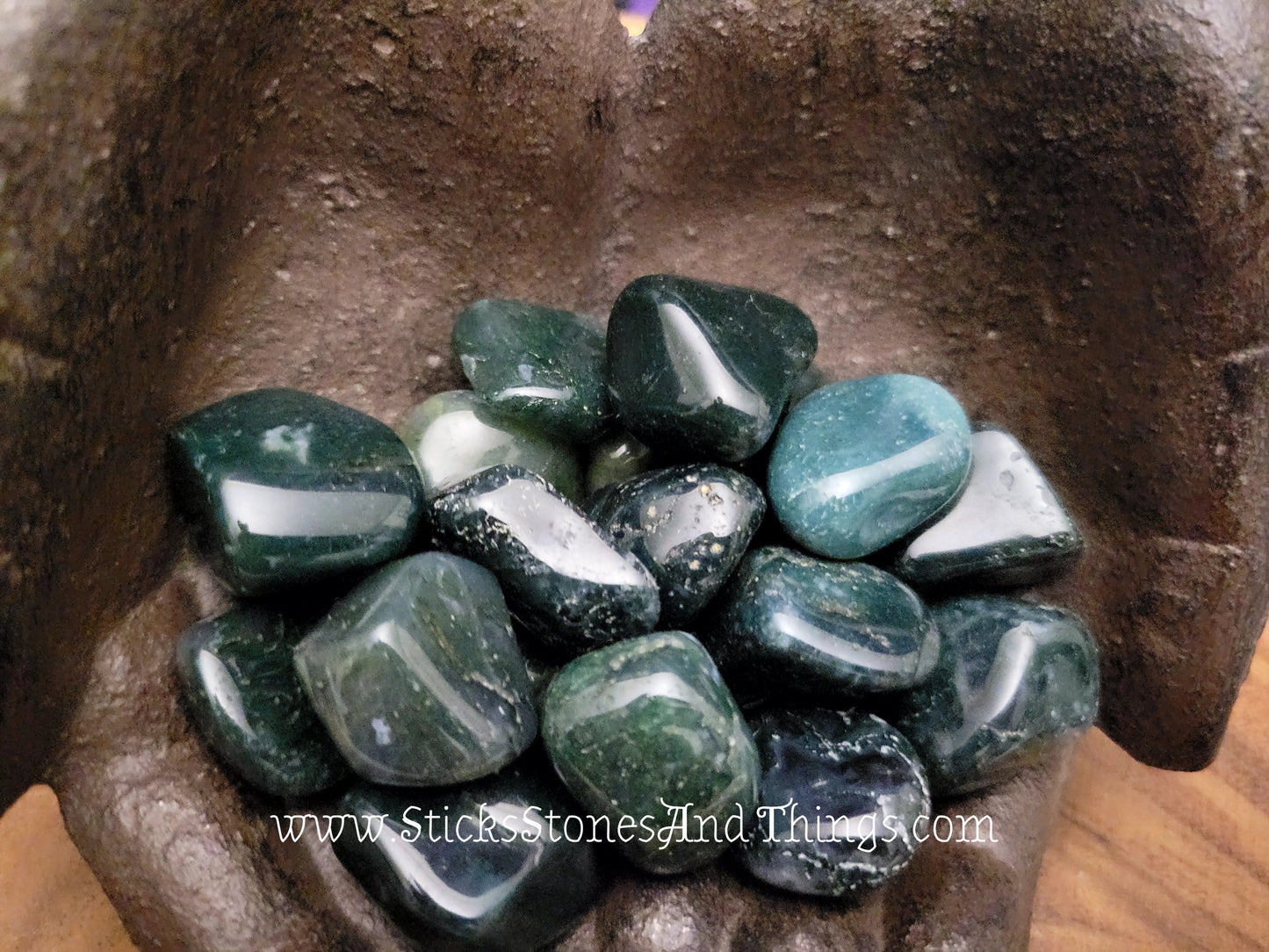 Moss Agate Tumbled Stones 1 inch