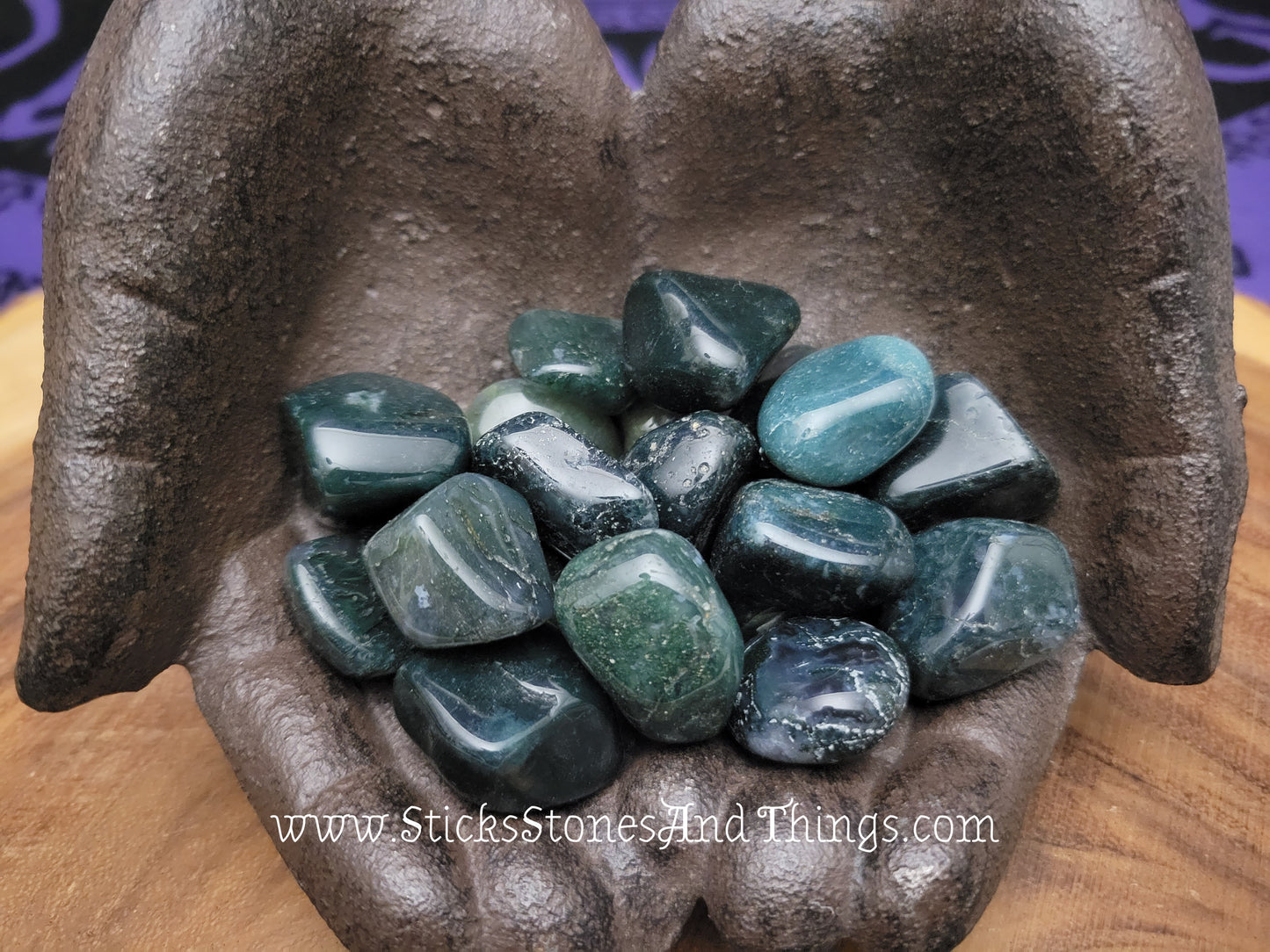 Moss Agate Tumbled Stones 1 inch