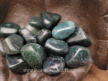 Moss Agate Tumbled Stones 1 inch