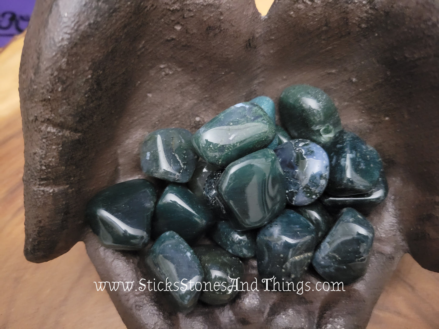 Moss Agate Tumbled Stones 1 inch