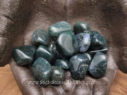 Moss Agate Tumbled Stones 1 inch