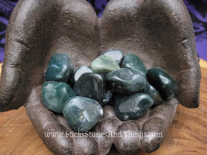 Moss Agate Tumbled Stones 1.25 inches