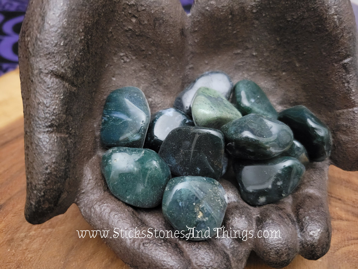 Moss Agate Tumbled Stones 1.25 inches