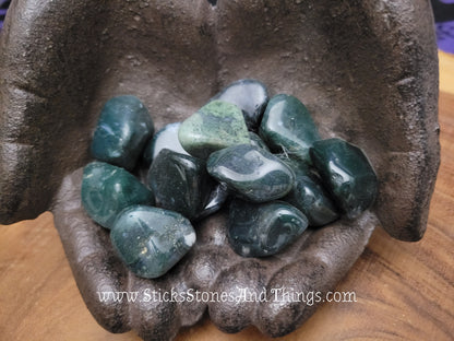 Moss Agate Tumbled Stones 1.25 inches