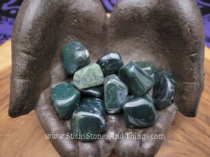 Moss Agate Tumbled Stones 1.25 inches