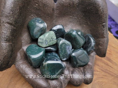 Moss Agate Tumbled Stones 1.25 inches