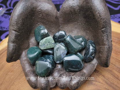 Moss Agate Tumbled Stones 1.25 inches