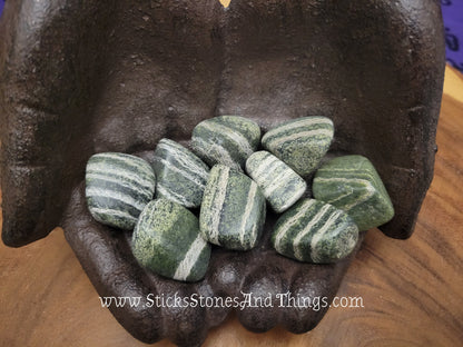 Green Zebra Stone Tumbled Crystal 1-125 inches