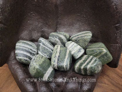 Green Zebra Stone Tumbled Crystal 1-125 inches