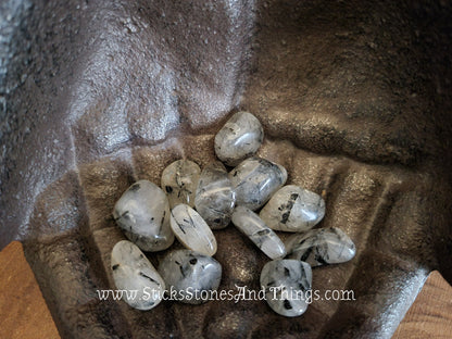 Tourmalated Quartz Tumbled Stones .75 inches