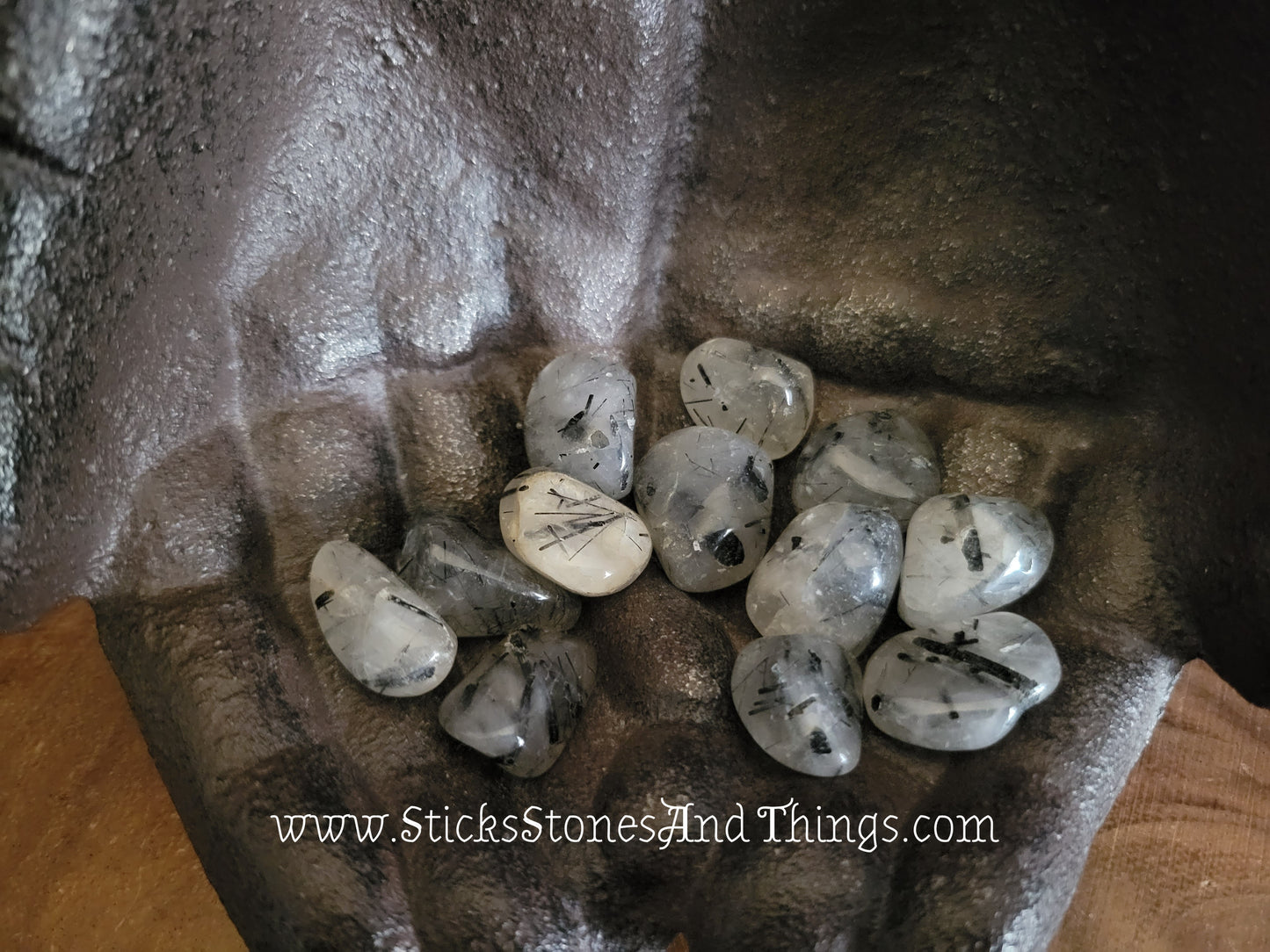 Tourmalated Quartz Tumbled Stones .75 inches