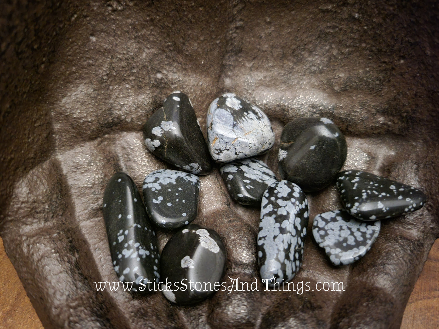 Snowflake Obsidian Tumbled Stones Small 1-1.25 inches