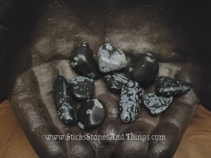 Snowflake Obsidian Tumbled Stones Small 1-1.25 inches