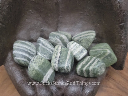 Green Zebra Stone Tumbled Crystal 1-125 inches
