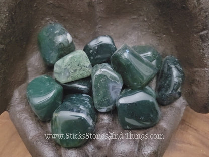 Moss Agate Tumbled Stones 1.25 inches