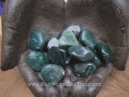 Moss Agate Tumbled Stones 1.25 inches