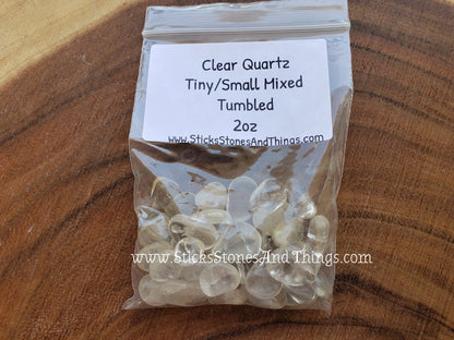 Clear Quartz Tumbled tiny and small mixed 2 ounce package