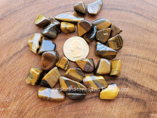 Yellow Tiger's Eye Tumbled small mixed 2 ounce package