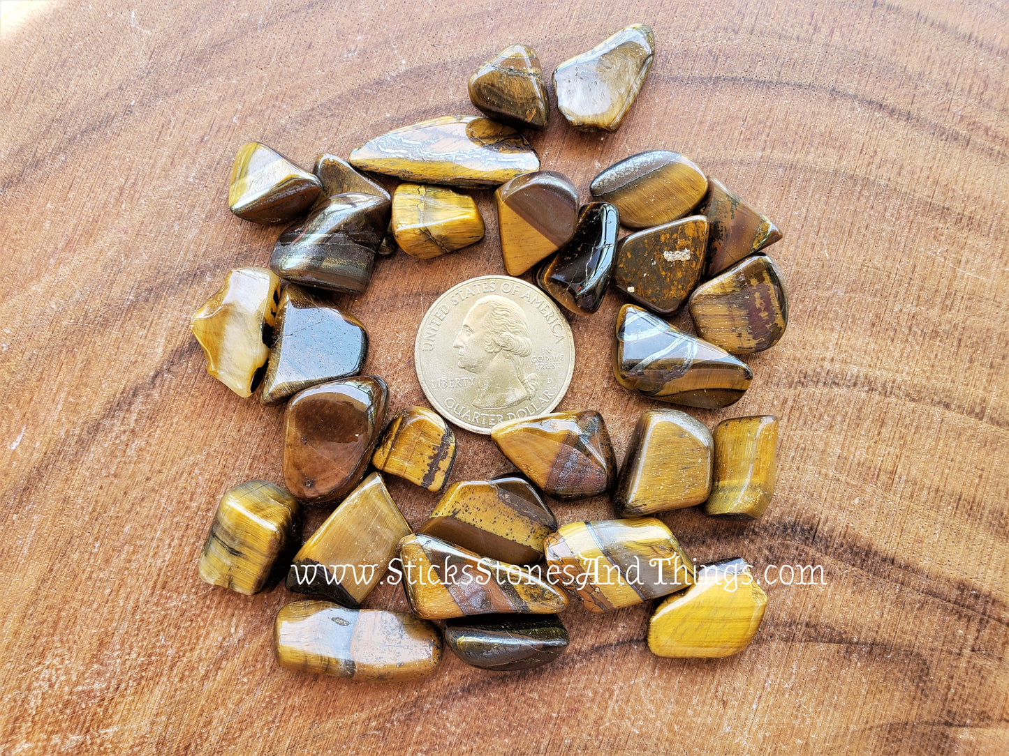 Yellow Tiger's Eye Tumbled small mixed 2 ounce package