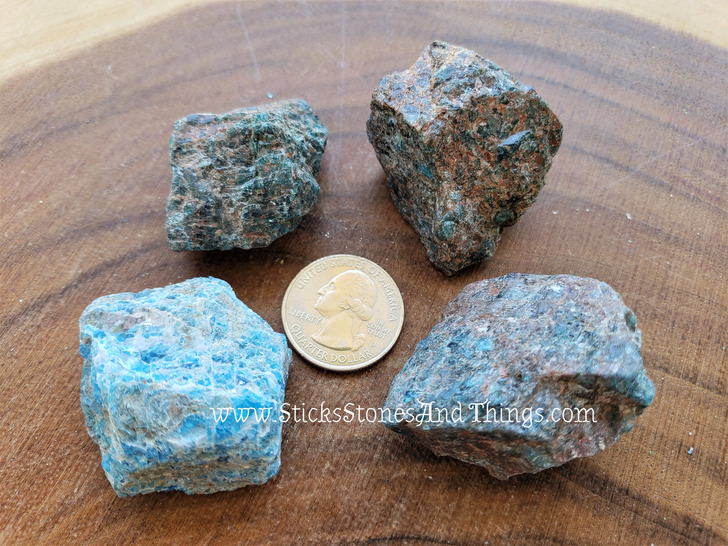 Blue Apatite Rough 1.75 inches 4 pack