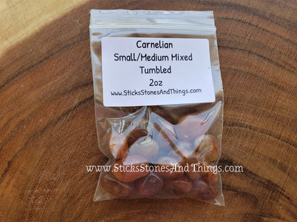 Carnelian Tumbled small and medium mixed 2 ounce package
