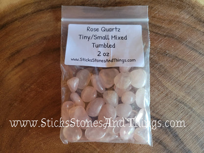 Rose Quartz Tumbled tiny and small mixed 2 ounce package