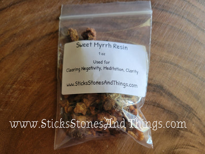 Sweet Myrrh Resin Incense 1 oz package