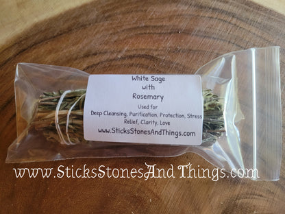 White Sage with Rosemary Smudge Stick 4 inches