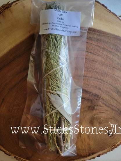 White Sage with Cedar Smudge Stick 9-10 inches