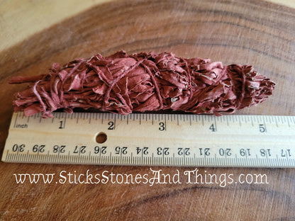 White Sage dipped in Dragon's Blood Resin Smudge Stick 4-5 inches