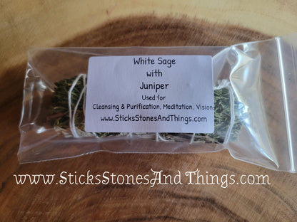 White Sage with Juniper Smudge Stick 4 inches