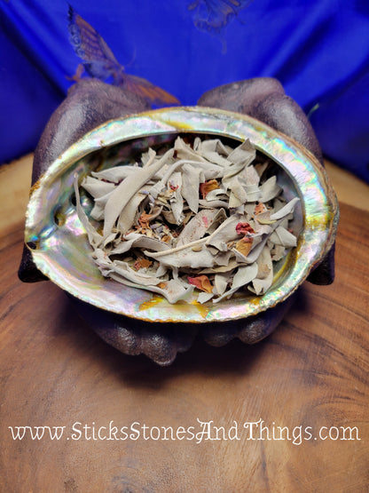 White Sage, Copal, Lavender and Rose Loose Smudge Blend