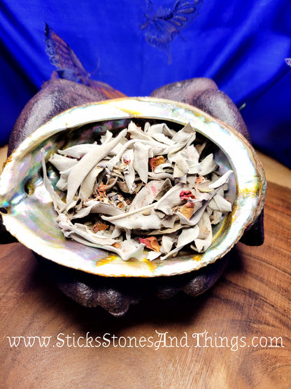 White Sage, Copal, Lavender and Rose Loose Smudge Blend