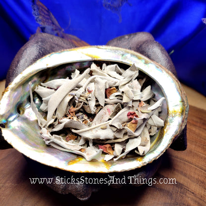 White Sage, Copal, Lavender and Rose Loose Smudge Blend