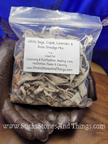 White Sage, Copal, Lavender and Rose Loose Smudge Blend