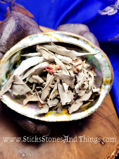 White Sage, Lavender and Rose Loose Smudge Blend