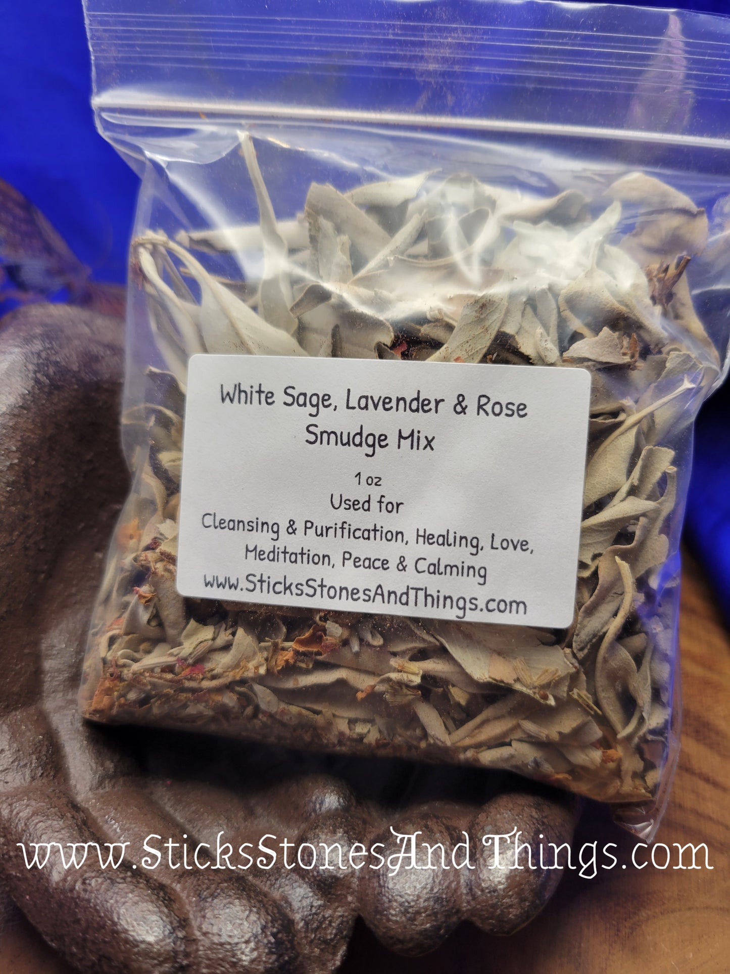 White Sage, Lavender and Rose Loose Smudge Blend