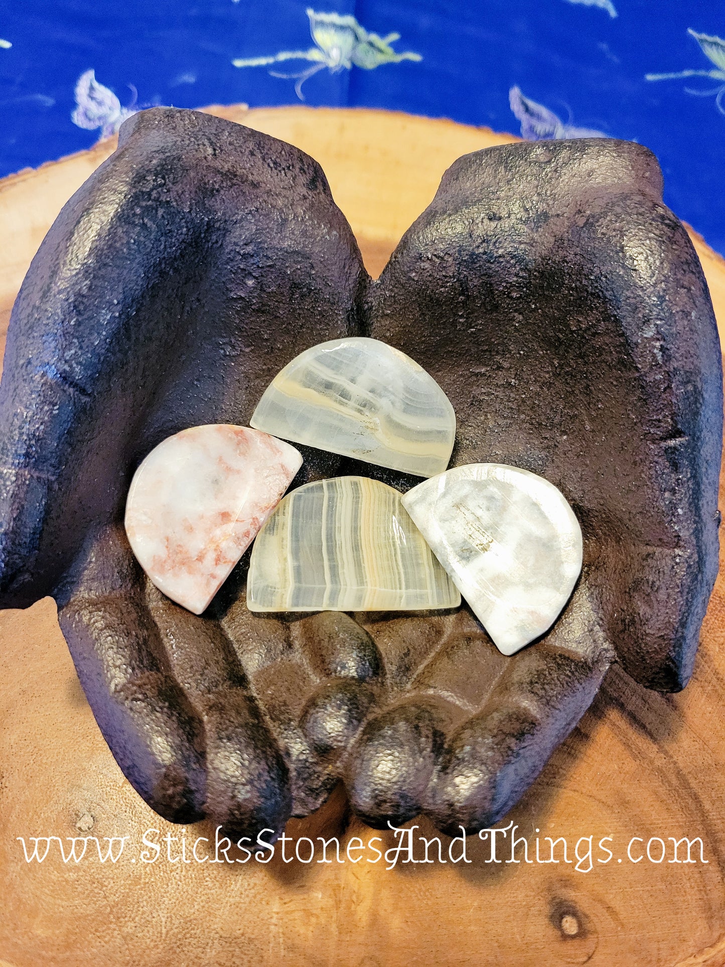 Mexican Onyx Half Moon Worry Stones 1.75 inches