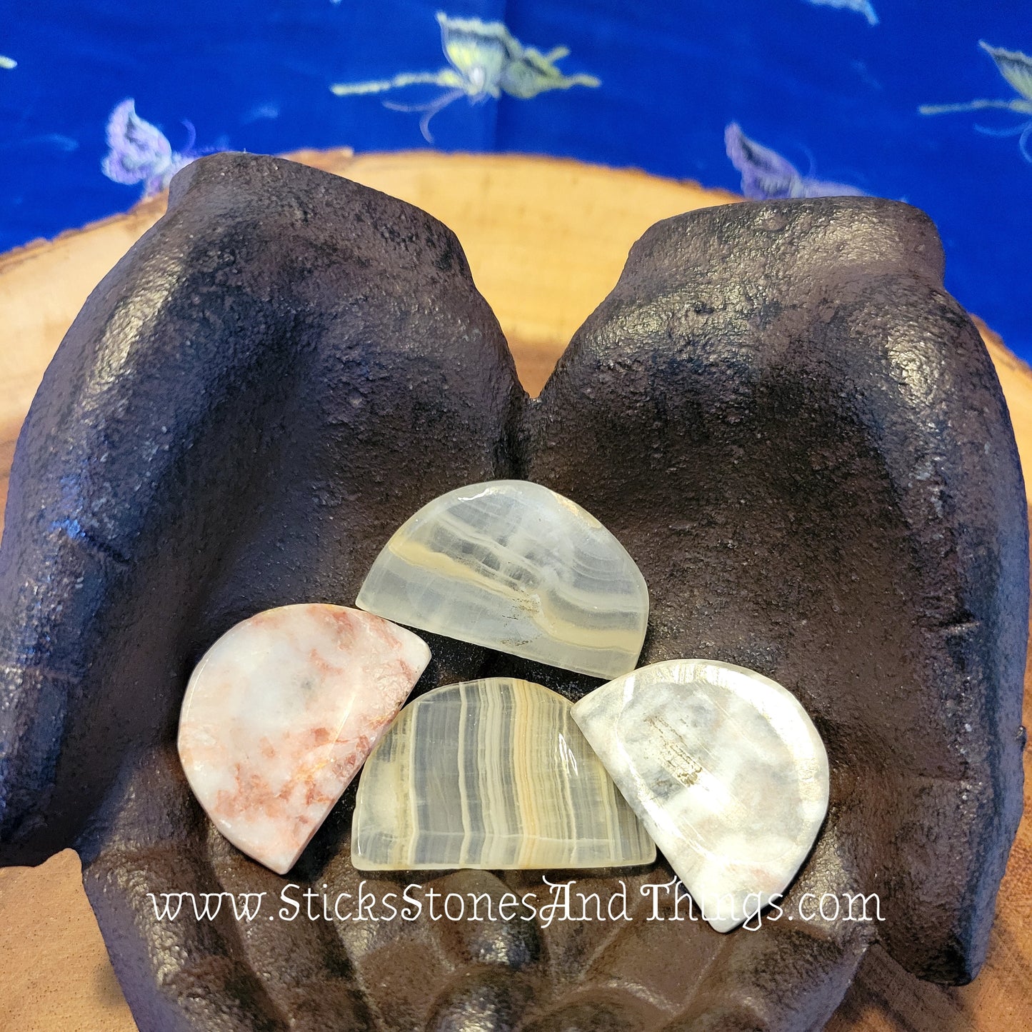 Mexican Onyx Half Moon Worry Stones 1.75 inches