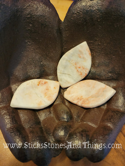 Orange and White Mexican Onyx Tear Drop Worry Stones 1.75 inches