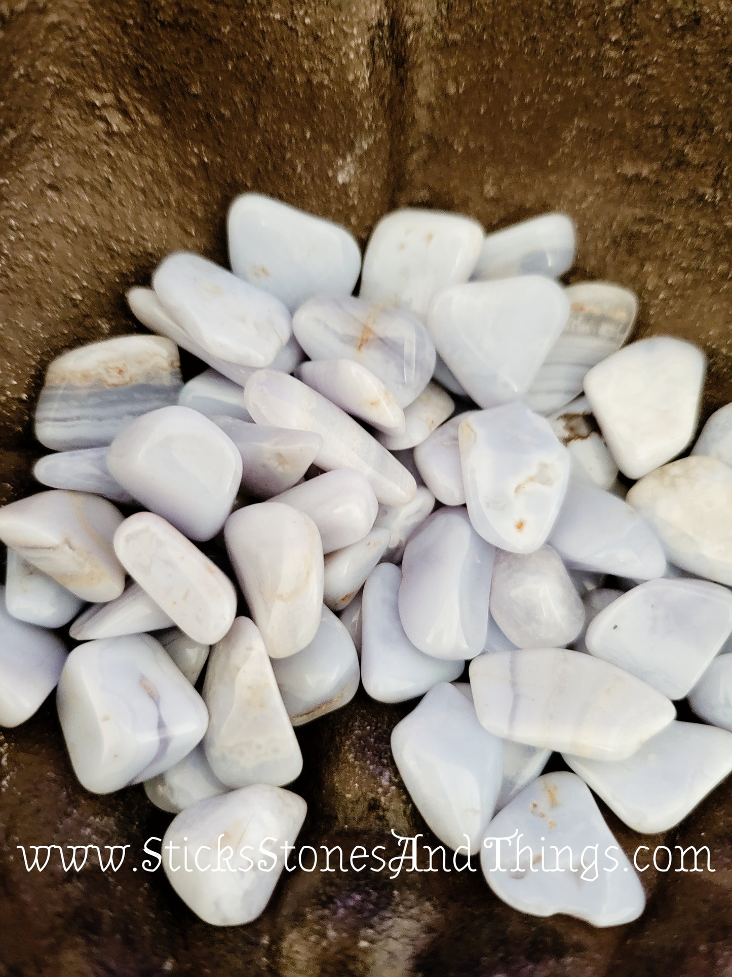 Blue Lace Agate tumbled crystal .5 inch