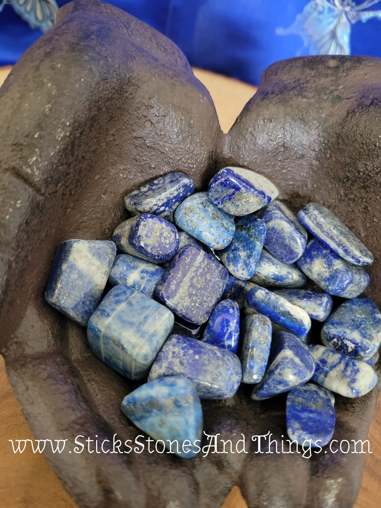 Lapis Lazuli tumbled stone (A-B Grade) .75-1 inch